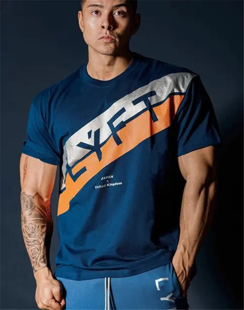 Japan & UK Summer Fitness Sport Running Men's Cotton Short Sleeve T-shirt